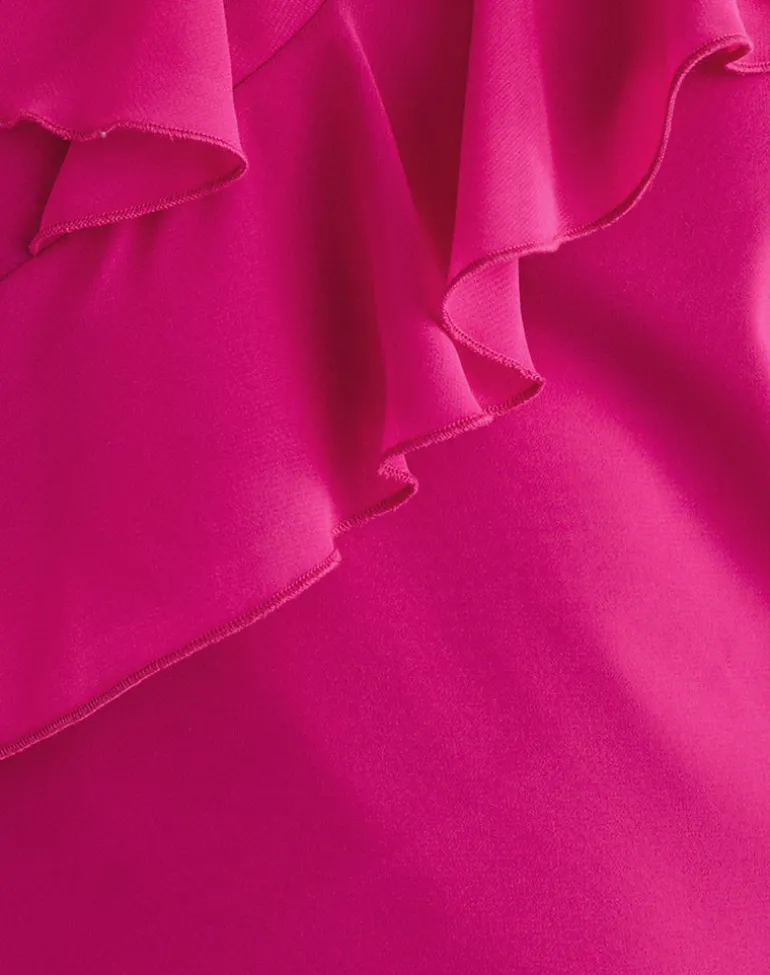 Riksa Top in Chiffon Hot Pink with Drape