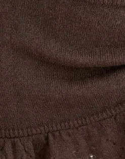 Rimona Mini Skirt in Knit Brown with Frill Hem