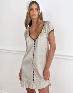 Rinari Mini Dress in Satin Champagne