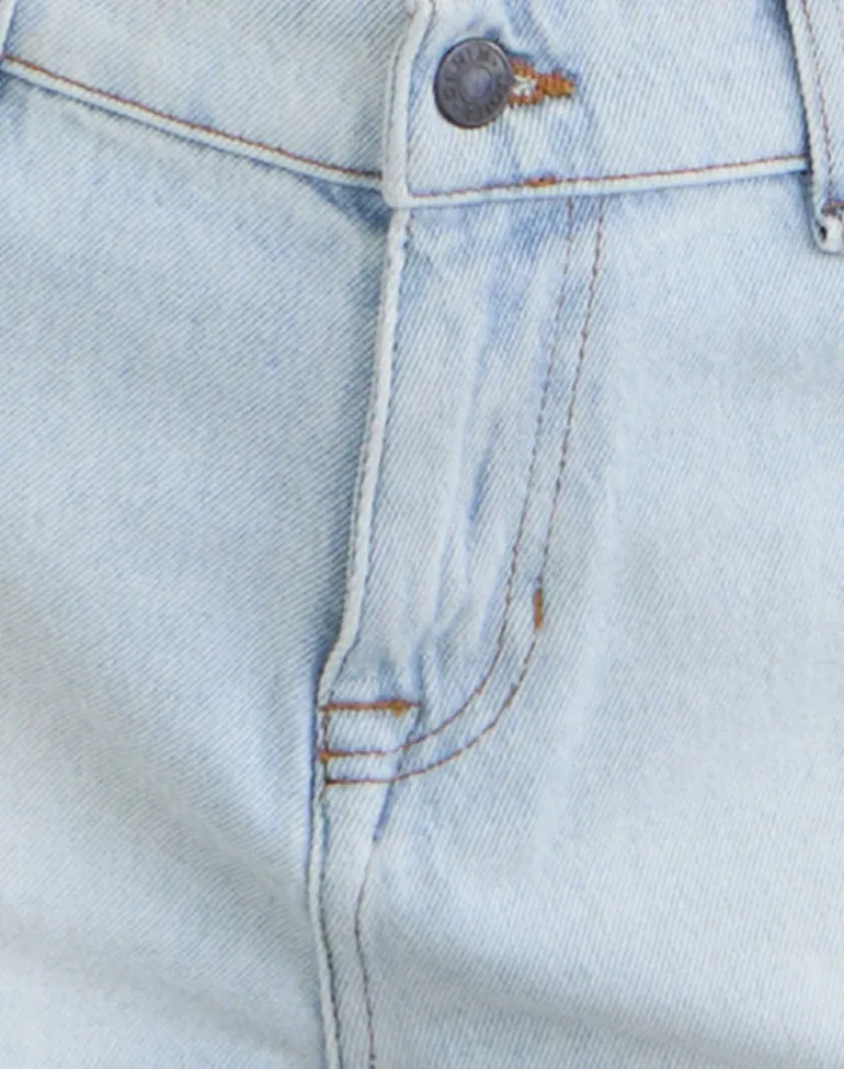 Ripped Baggy Denim Short in Icy Blue