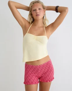 Ritala Shirred Micro Short in Tilted Check Pink