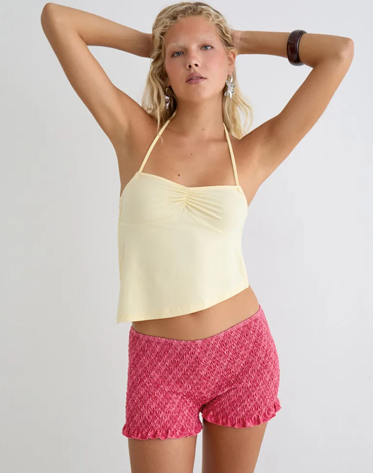 Ritala Shirred Micro Short in Tilted Check Pink