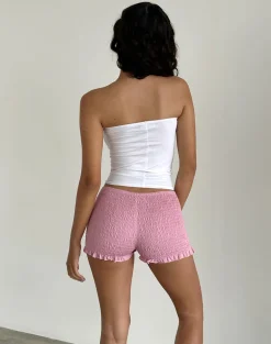 Ritala Shirred Micro Shorts in Flamingo Pink