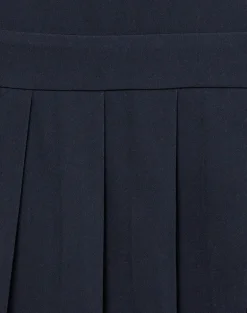 Rita Pleat Mini Dress in Tailoring Navy