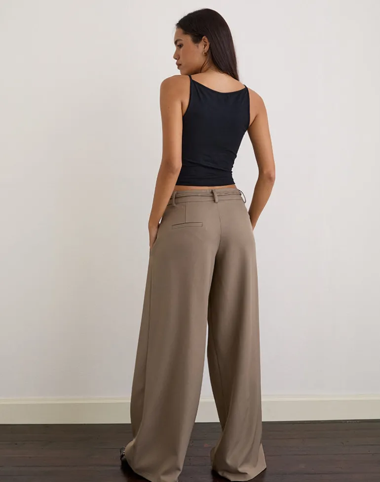 Rivela Tie Waist Trouser in Taupe