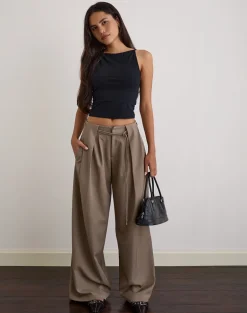 Rivela Tie Waist Trouser in Taupe