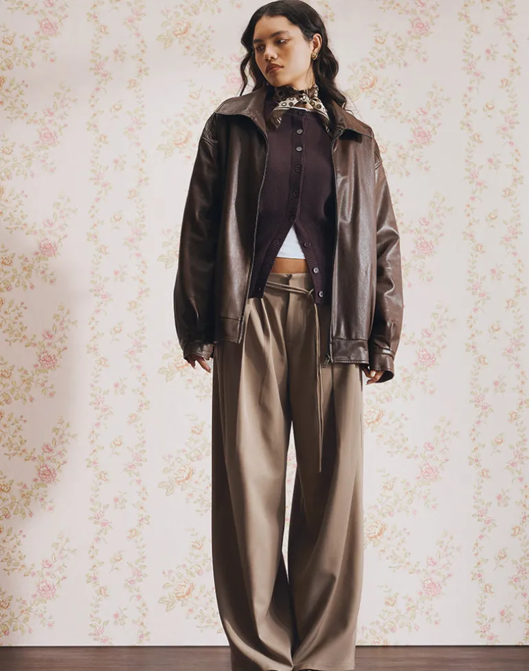 Rivela Tie Waist Trouser in Taupe