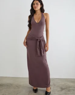 Rohesia Maxi Dress in Deep Taupe
