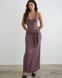 Rohesia Maxi Dress in Deep Taupe