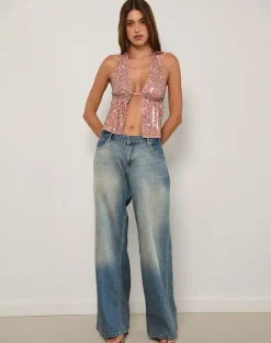 Rokudo Halterneck Top in Boho Batik Sequin Pink