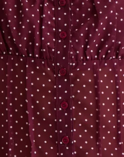 Rolina Blouse in Chiffon Mini Polka Burgundy