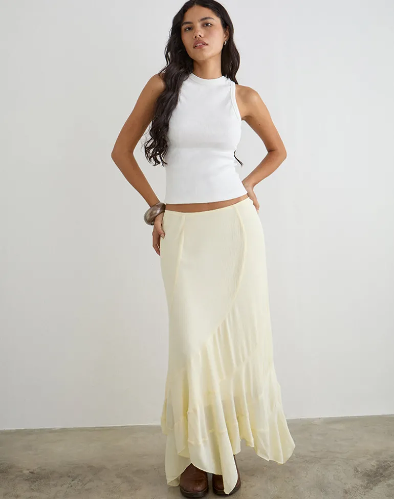 Rombe Maxi Skirt in Crinkle Butter Yellow