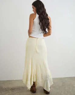Rombe Maxi Skirt in Crinkle Butter Yellow