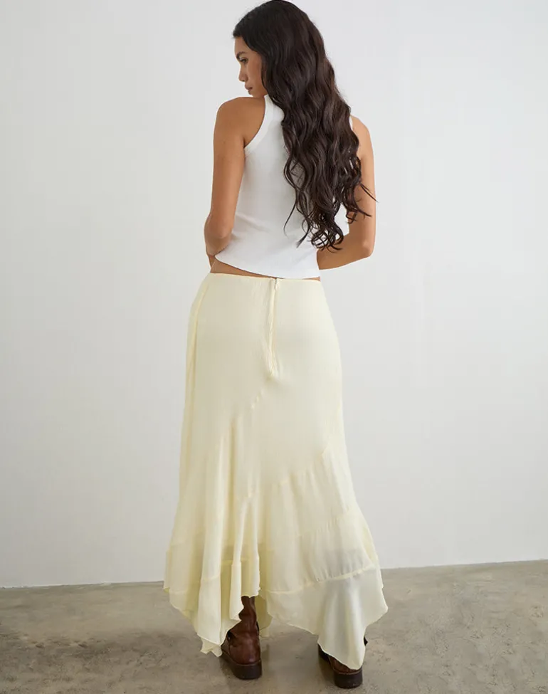Rombe Maxi Skirt in Crinkle Butter Yellow