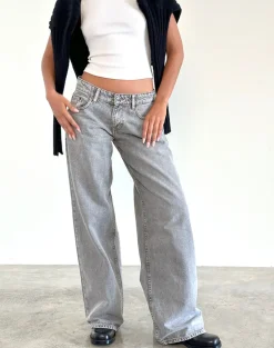 Roomy Extra Wide Low Rise Jeans in Grey Wash