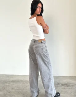 Roomy Extra Wide Low Rise Jeans in Grey Wash
