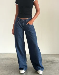 Roomy Extra Wide Low Rise Jeans in Mid Indigo Blue