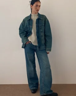 Roomy Extra Wide Low Rise Jeans in Brown Blue Acid