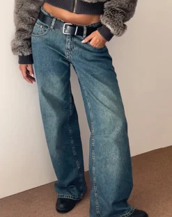 Roomy Extra Wide Low Rise Jeans in Brown Blue Acid