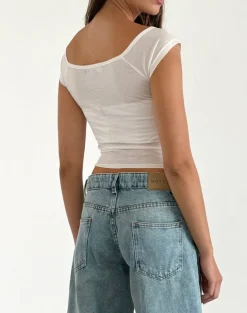 Roomy Extra Wide Low Rise Jeans in Washed Blue Green