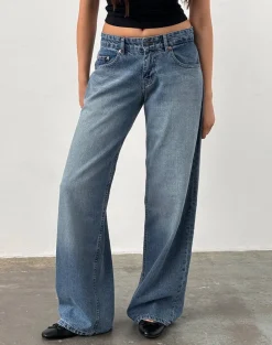 Roomy Extra Wide Low Rise Jeans in Powder Blue