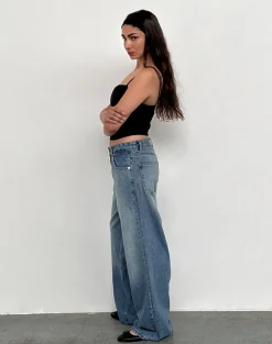 Roomy Extra Wide Low Rise Jeans in Powder Blue