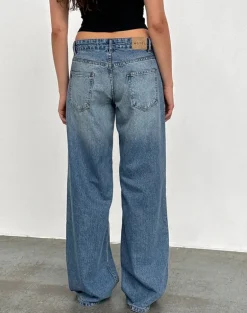 Roomy Extra Wide Low Rise Jeans in Powder Blue