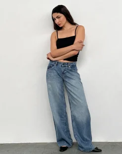 Roomy Extra Wide Low Rise Jeans in Powder Blue