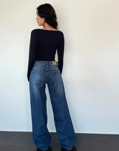 Roomy Extra Wide Low Rise Jean in College Blue