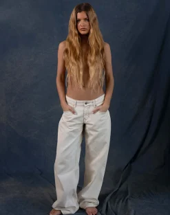 Roomy Extra Wide Low Rise Jeans in Off White