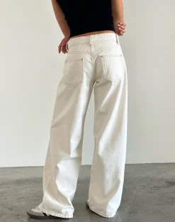 Roomy Extra Wide Low Rise Jeans in Off White