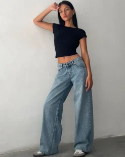 Roomy Extra Wide Low Rise Jeans in Vintage Blue Wash