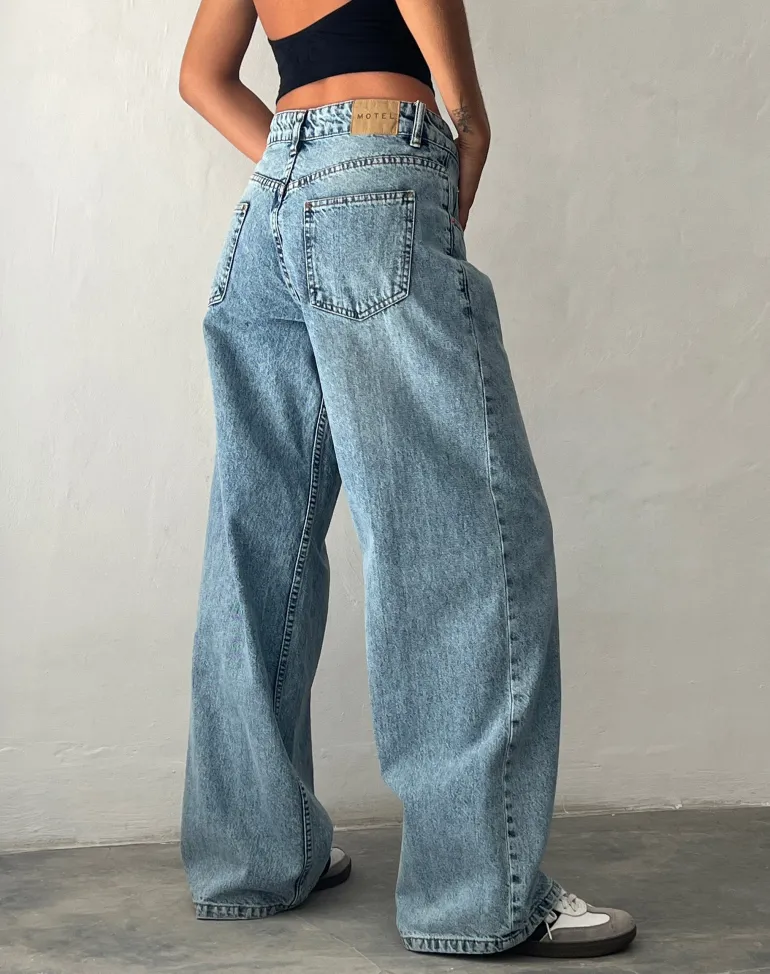 Roomy Extra Wide Low Rise Jeans in Vintage Blue Wash