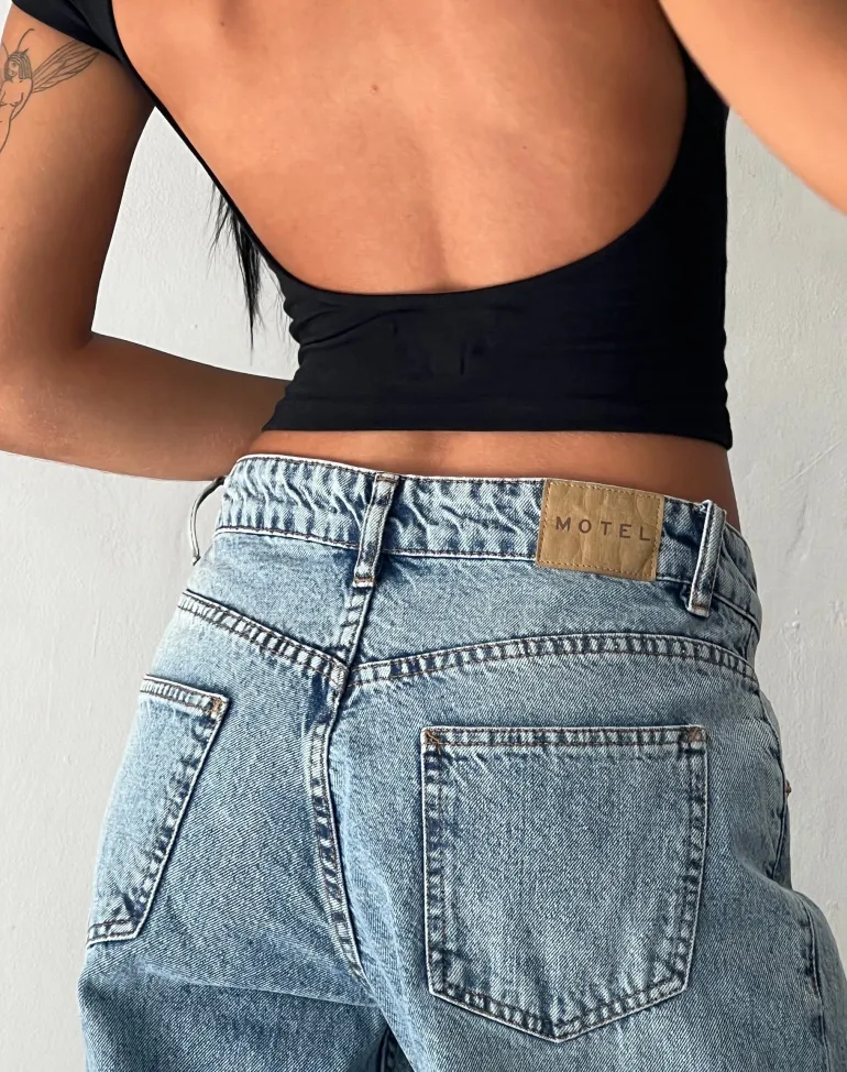 Roomy Extra Wide Low Rise Jeans in Vintage Blue Wash