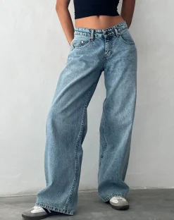 Roomy Extra Wide Low Rise Jeans in Vintage Blue Wash