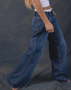 Roomy Extra Wide Low Rise Jeans in Mid Blue Used