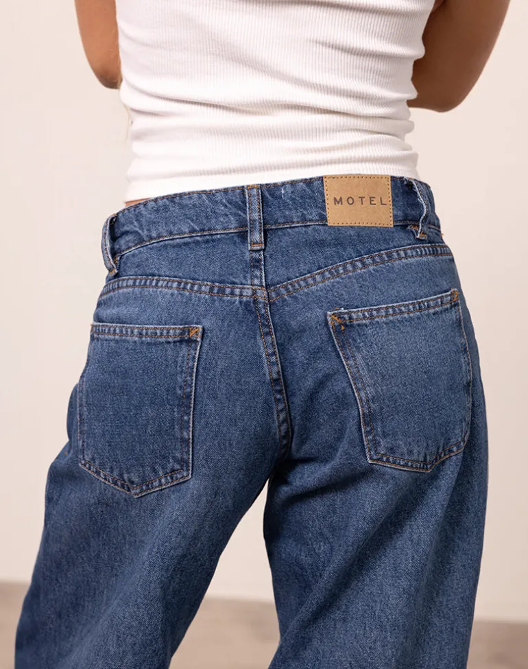 Roomy Extra Wide Low Rise Jeans in Mid Blue Used