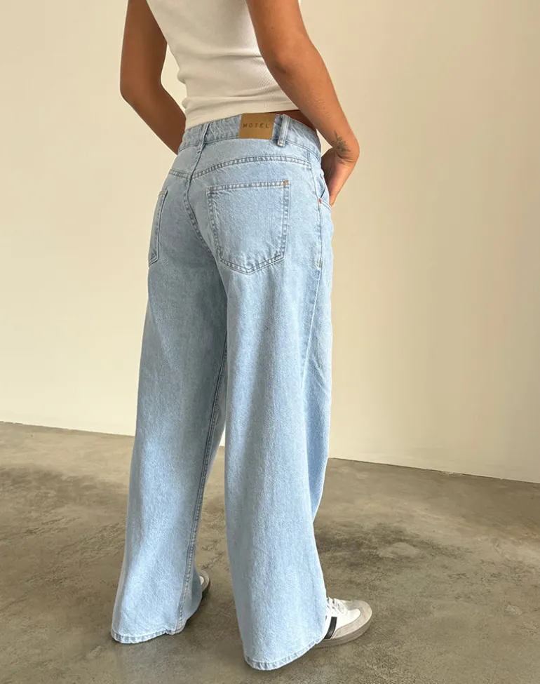 Roomy Extra Wide Low Rise Jeans in Light Wash Blue