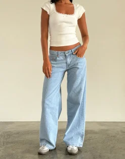 Roomy Extra Wide Low Rise Jeans in Light Wash Blue