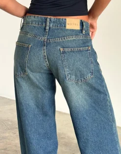 Roomy Extra Wide Low Rise Jeans in Bright Blue