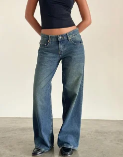 Roomy Extra Wide Low Rise Jeans in Bright Blue