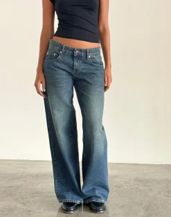 Roomy Extra Wide Low Rise Jeans in Bright Blue
