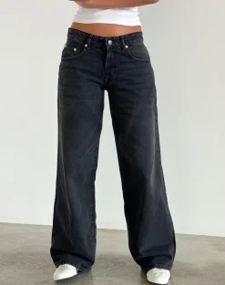 Roomy Extra Wide Low Rise Jeans in Washed Black