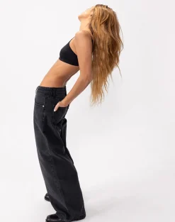 Roomy Extra Wide Low Rise Jeans in Washed Black