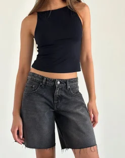 Roomy Low Rise Jorts in Washed Black Grey