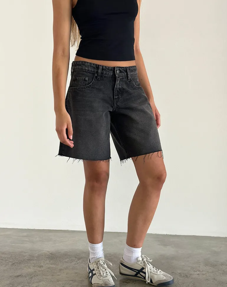 Roomy Low Rise Jorts in Washed Black Grey