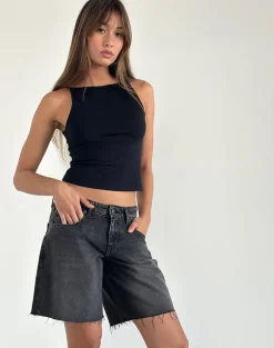 Roomy Low Rise Jorts in Washed Black Grey
