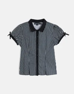 Rosabe Blouse in Black and Grey Monostripe