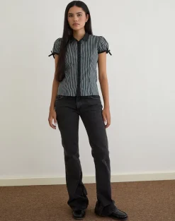 Rosabe Blouse in Black and Grey Monostripe