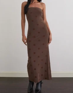 Rosaga Maxi Dress in Big Polka Flock Brown